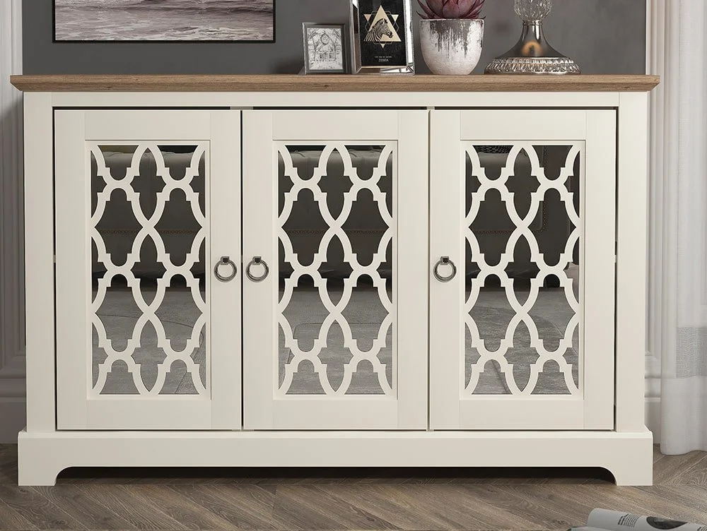 GFW GFW Honiton Ivory Mirrored 3 Door Sideboard