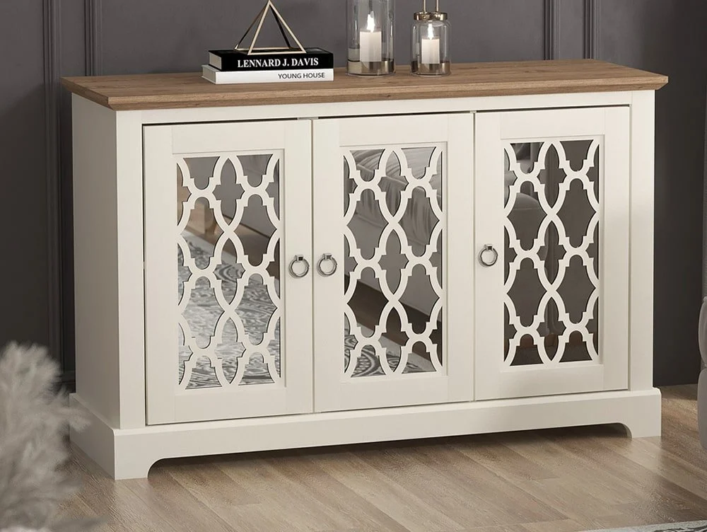 GFW GFW Honiton Ivory Mirrored 3 Door Sideboard