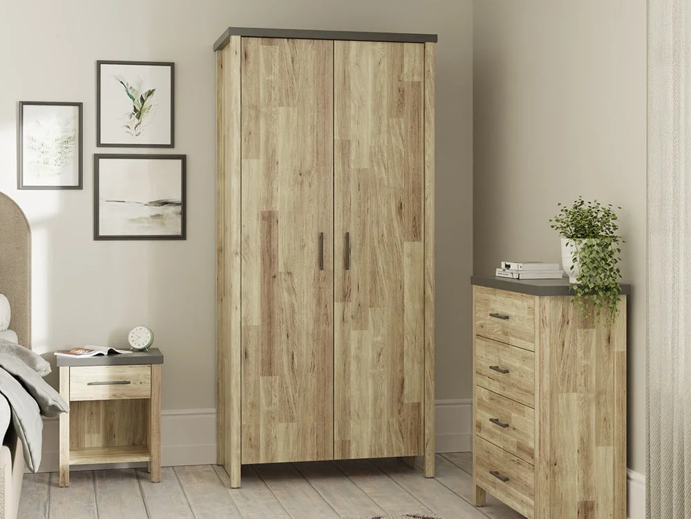 GFW GFW Cascina Oak and Grey 2 Door Wardrobe