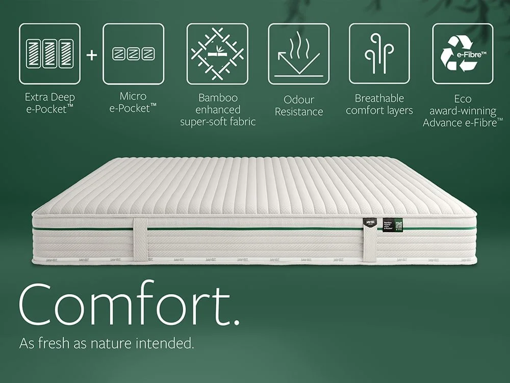 Jay-Be Jay-Be Natural Fresh 3ft Single Bamboo Hybrid 2000 e-Pocket Mattress in a Box