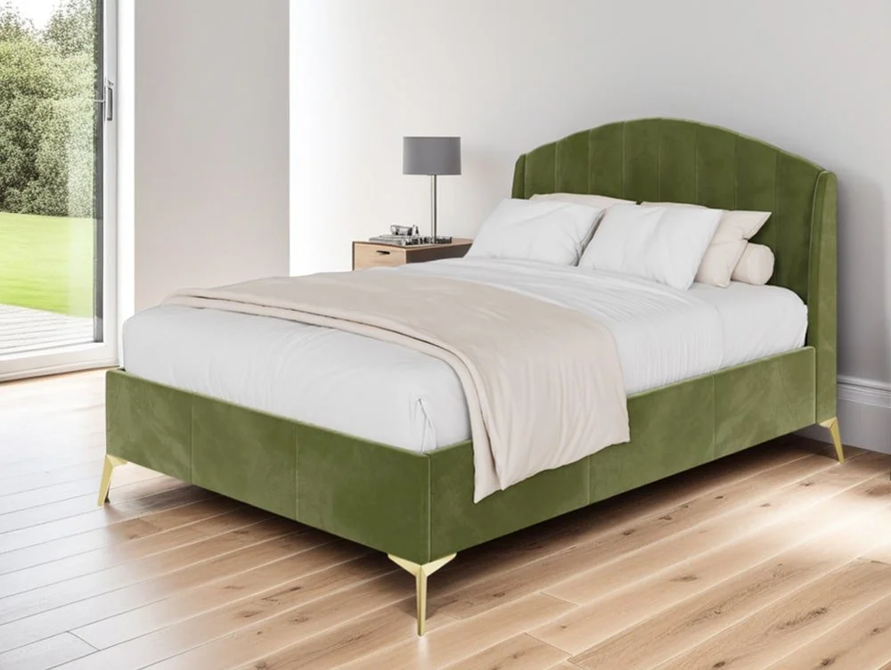 GFW GFW Pettine 4ft6 Double Green Fabric Ottoman Bed Frame