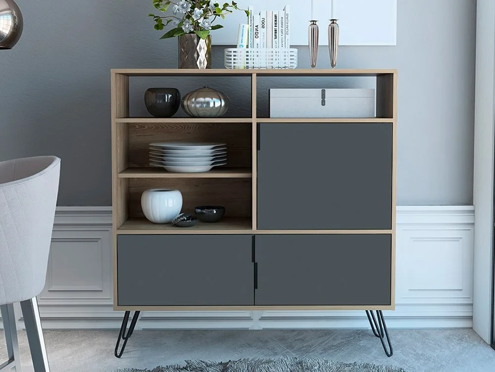 Core Products Core Vegas Oak and Grey 3 Door High Sideboard