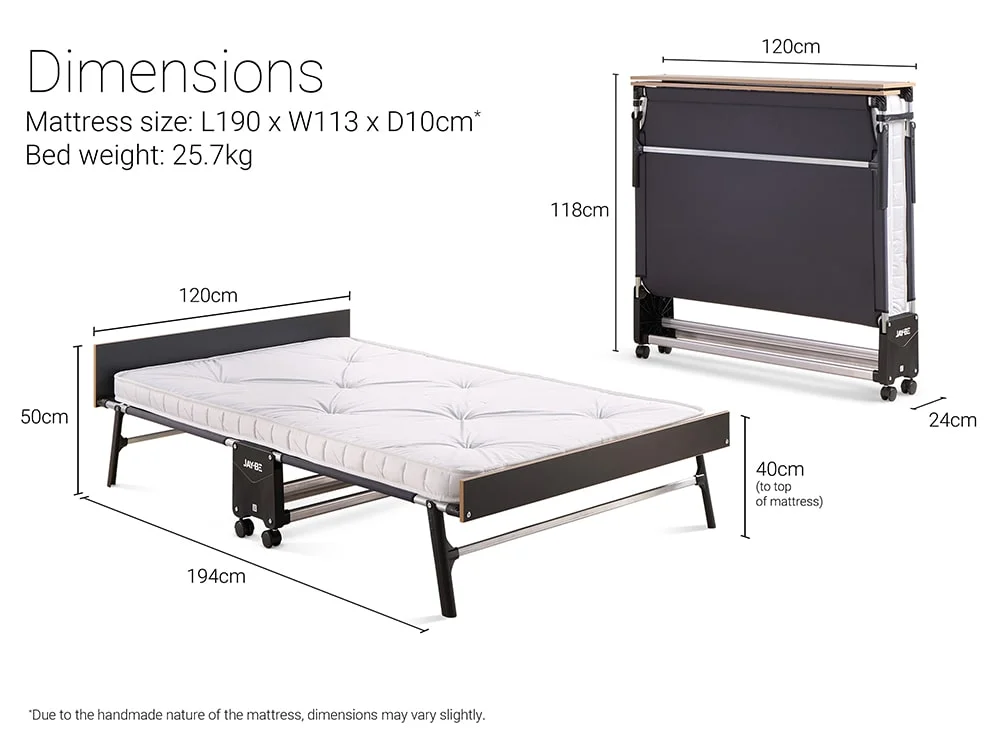 Jay-Be Jay-Be Grand 120cm Folding Guest Bed with e-Pocket Mattress