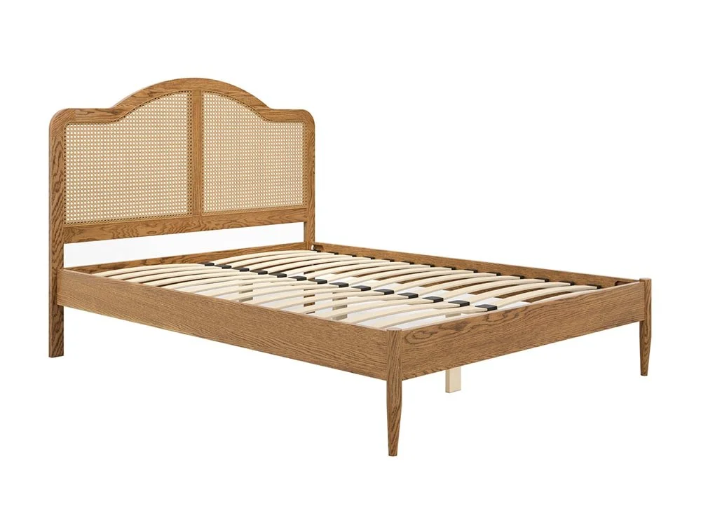 LPD LPD Claude 4ft6 Double Rattan and Smoked Oak Wooden Bed Frame