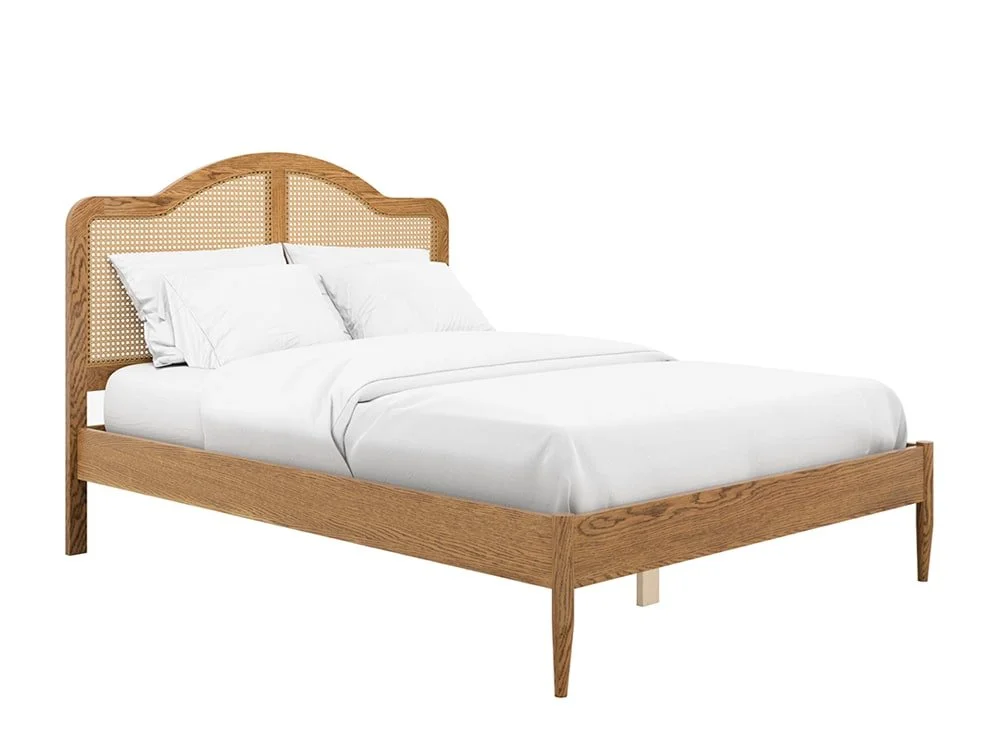 LPD LPD Claude 5ft King Size Rattan and Smoked Oak Wooden Bed Frame