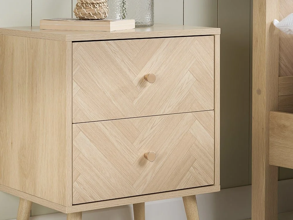 Birlea Furniture & Beds Birlea Herringford Light Oak 2 Drawer Bedside Table