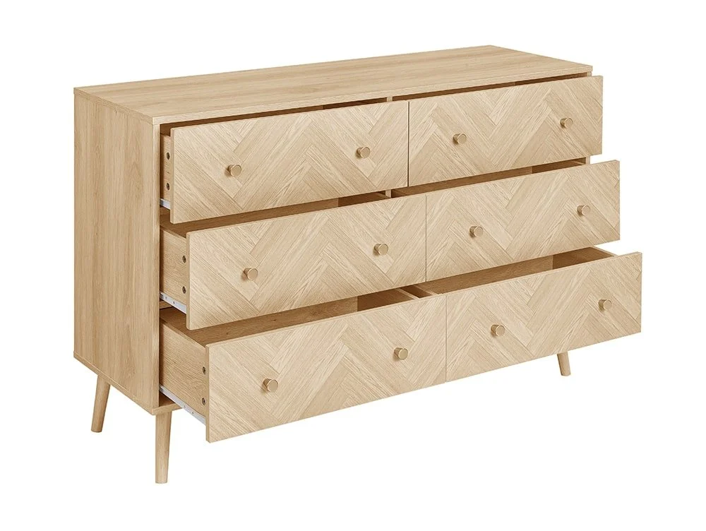 Birlea Furniture & Beds Birlea Herringford Light Oak 6 Drawer Chest of Drawers