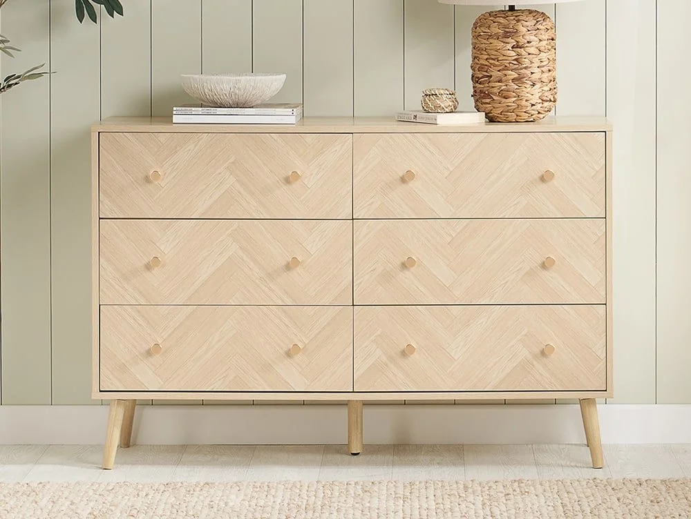 Birlea Furniture & Beds Birlea Herringford Light Oak 6 Drawer Chest of Drawers