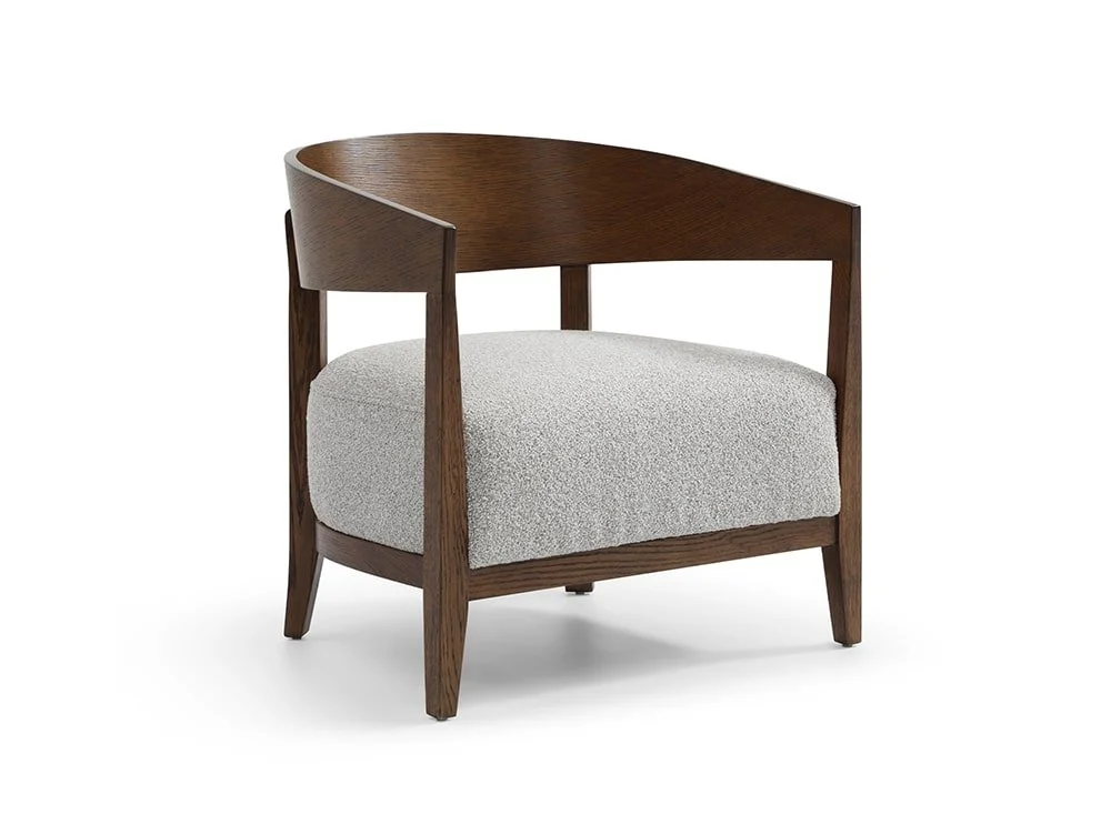 Kyoto Kyoto Reuben Grey Boucle and Walnut Accent Chair