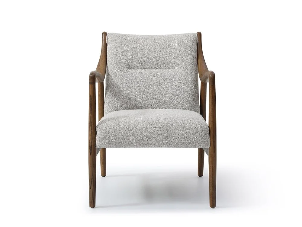 Kyoto Kyoto Tarquin Grey Boucle and Walnut Accent Chair