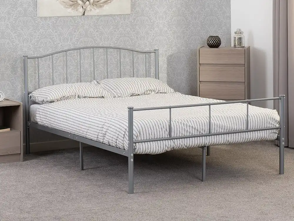 Seconique Seconique Newton 4ft6 Double Silver Metal Bed Frame