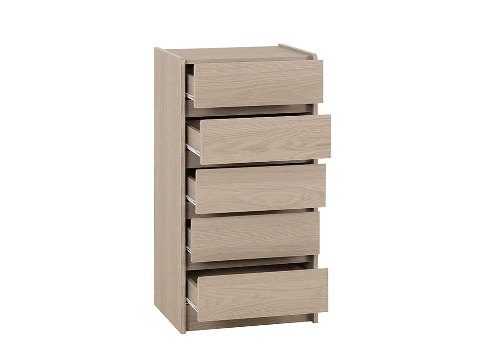 Seconique Seconique Paris Smoked Ash 5 Drawer Tall Chest of Drawers