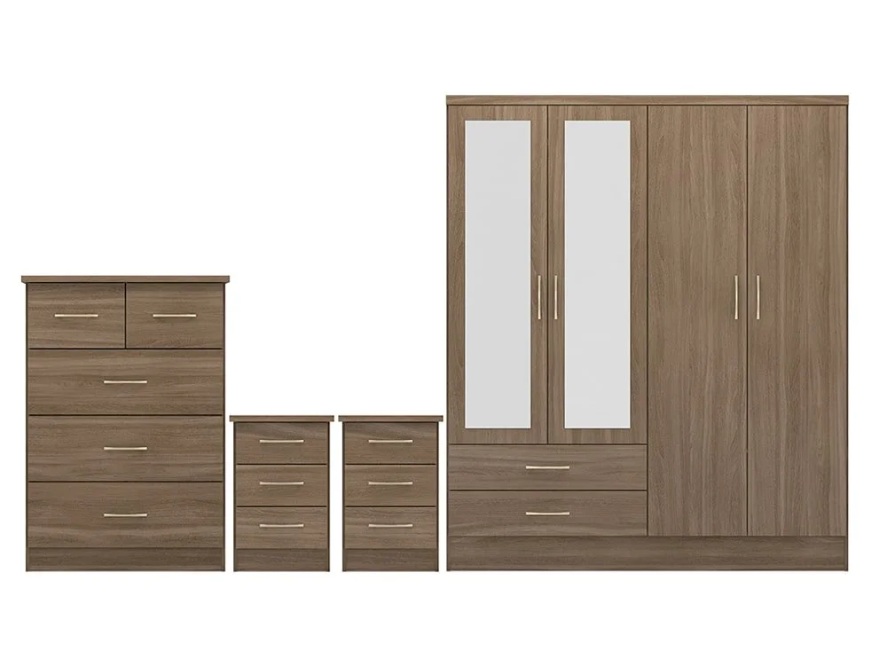 Seconique Seconique Nevada Rustic Oak 4 Piece Large Bedroom Furniture Package