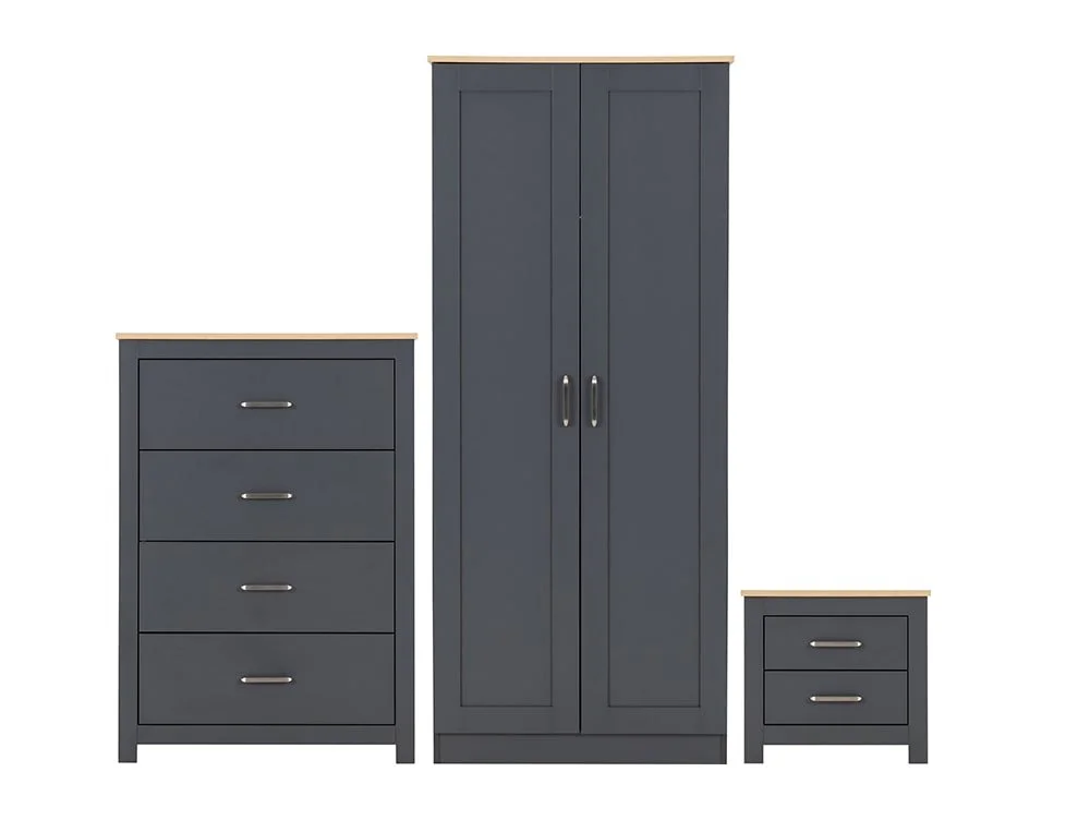 Seconique Seconique Portland Grey and Oak 3 Piece Bedroom Furniture Package