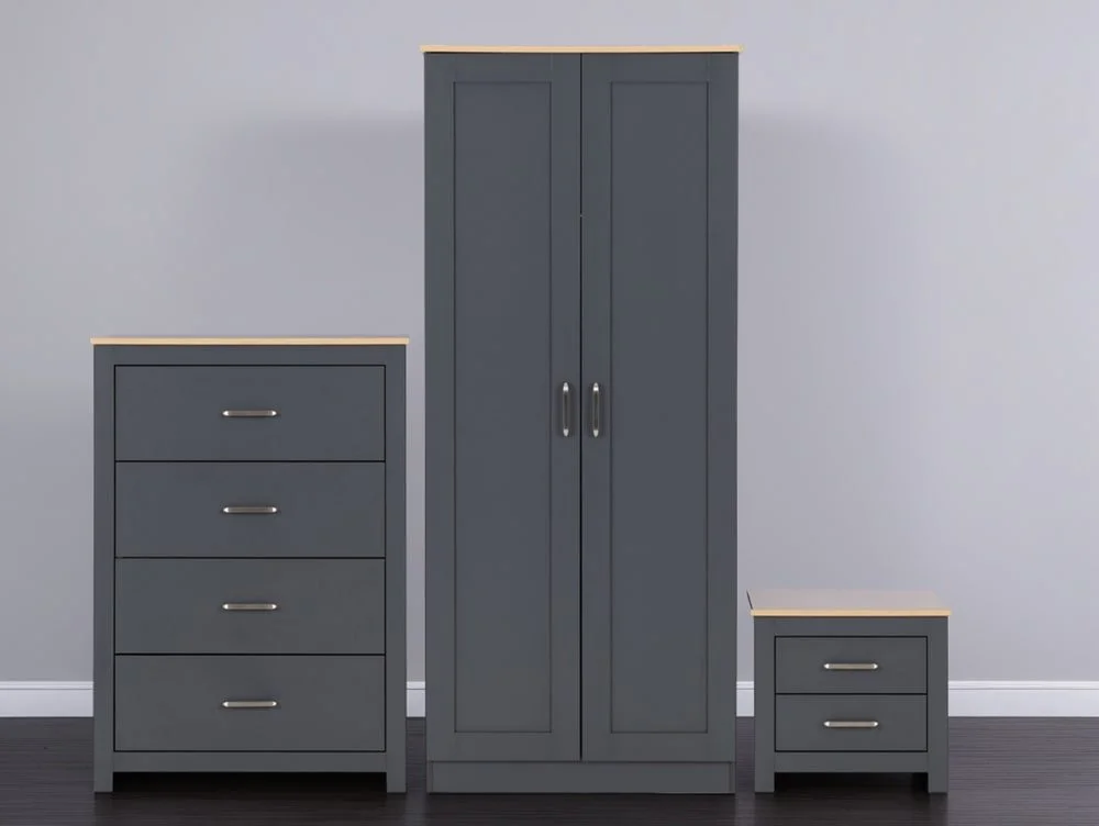 Seconique Seconique Portland Grey and Oak 3 Piece Bedroom Furniture Package