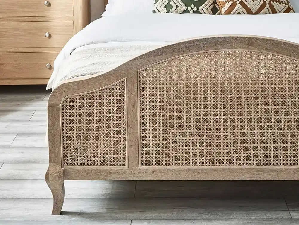 Julian Bowen Julian Bowen Fleur 4ft6 Double Rattan and Light Oak Wooden Bed Frame