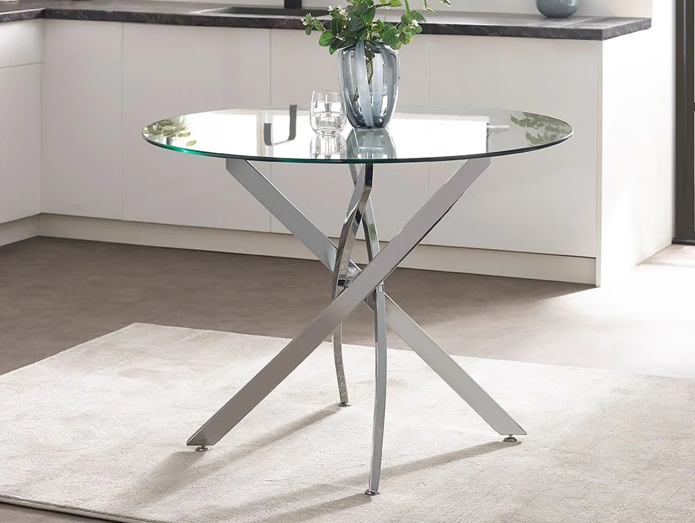 Julian Bowen Julian Bowen Anderson 100cm Glass and Chrome Dining Table