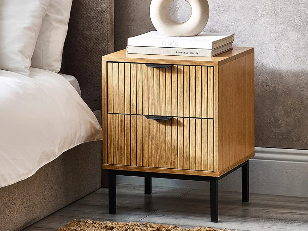 Julian Bowen Julian Bowen Sia Oak 2 Drawer Bedside Table