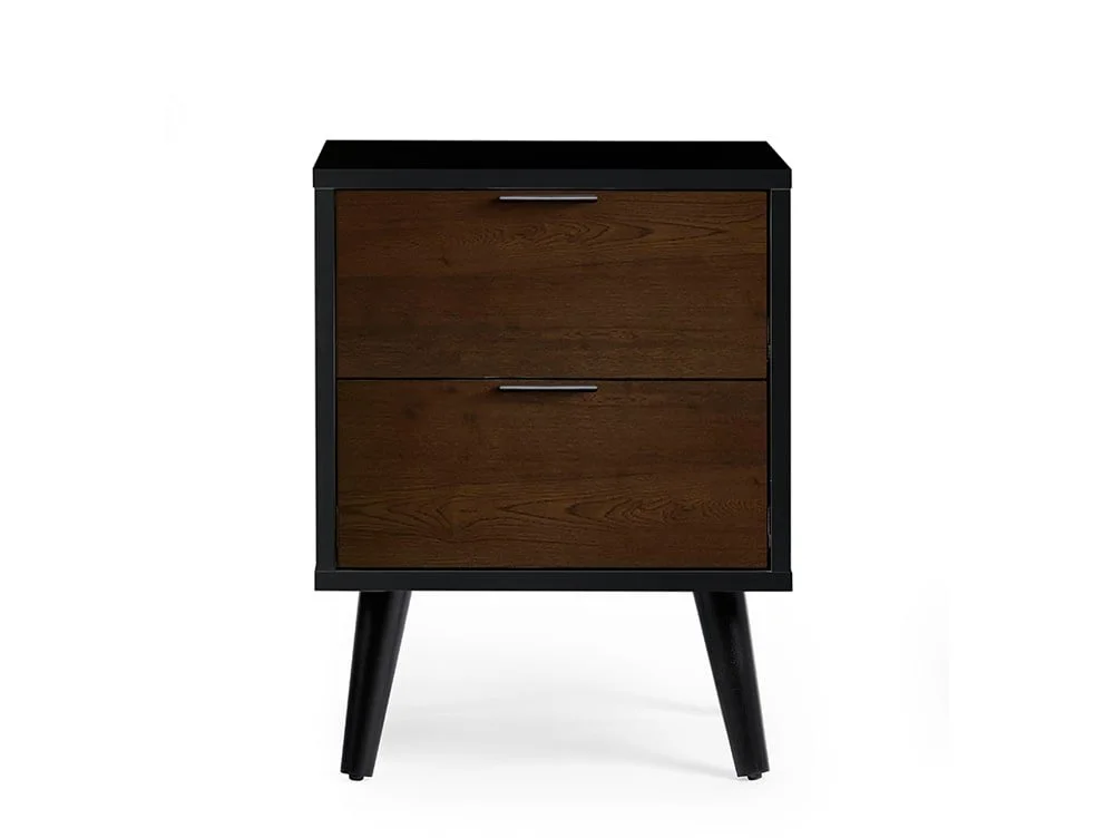 Julian Bowen Julian Bowen Alba Black and Walnut 2 Drawer Bedside Table