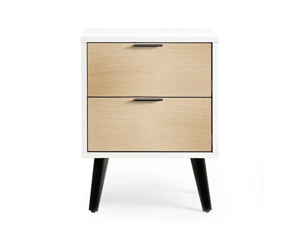 Julian Bowen Julian Bowen Alba White and Oak 2 Drawer Bedside Table