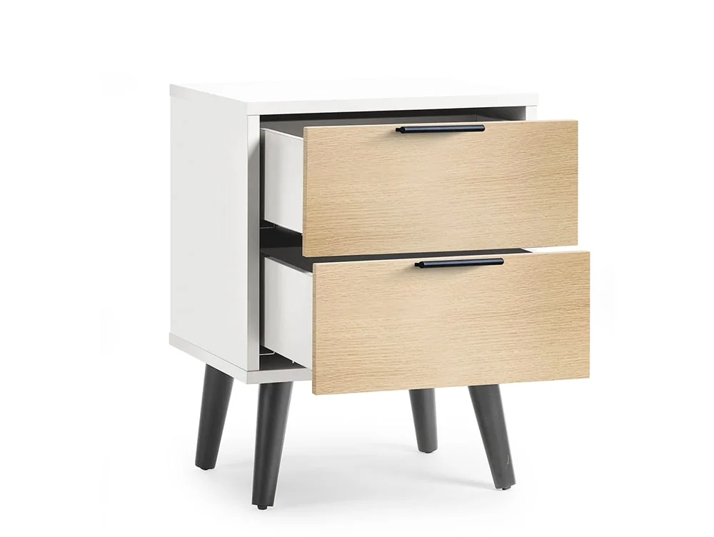 Julian Bowen Julian Bowen Alba White and Oak 2 Drawer Bedside Table