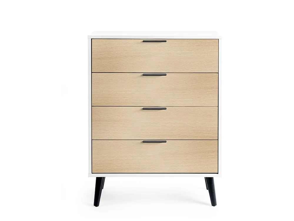 Julian Bowen Julian Bowen Alba White and Oak 4 Drawer Chest of Drawers