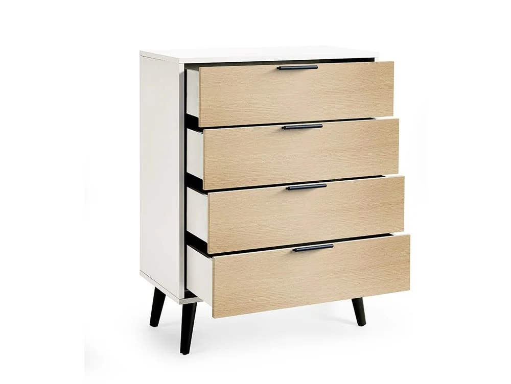 Julian Bowen Julian Bowen Alba White and Oak 4 Drawer Chest of Drawers