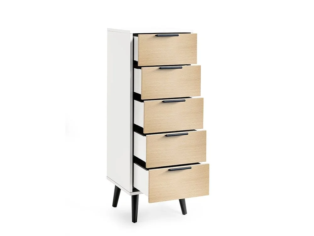 Julian Bowen Julian Bowen Alba White and Oak 5 Drawer Chest of Drawers