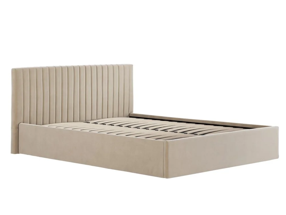 LPD LPD Berlin 6ft Super King Size Beige Velvet Fabric Ottoman Bed Frame