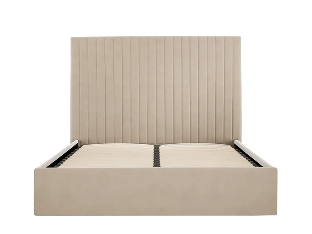 LPD LPD Berlin Tall 4ft6 Double Beige Velvet Fabric Ottoman Bed Frame