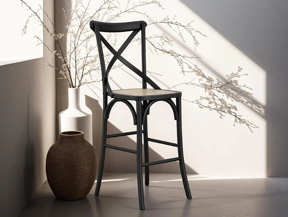 LPD LPD Fitzroy Rattan and Black Bar Stool