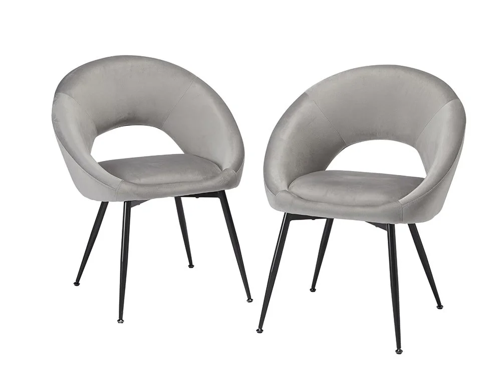 LPD LPD Lulu Set of 2 Grey Velvet Dining Chairs