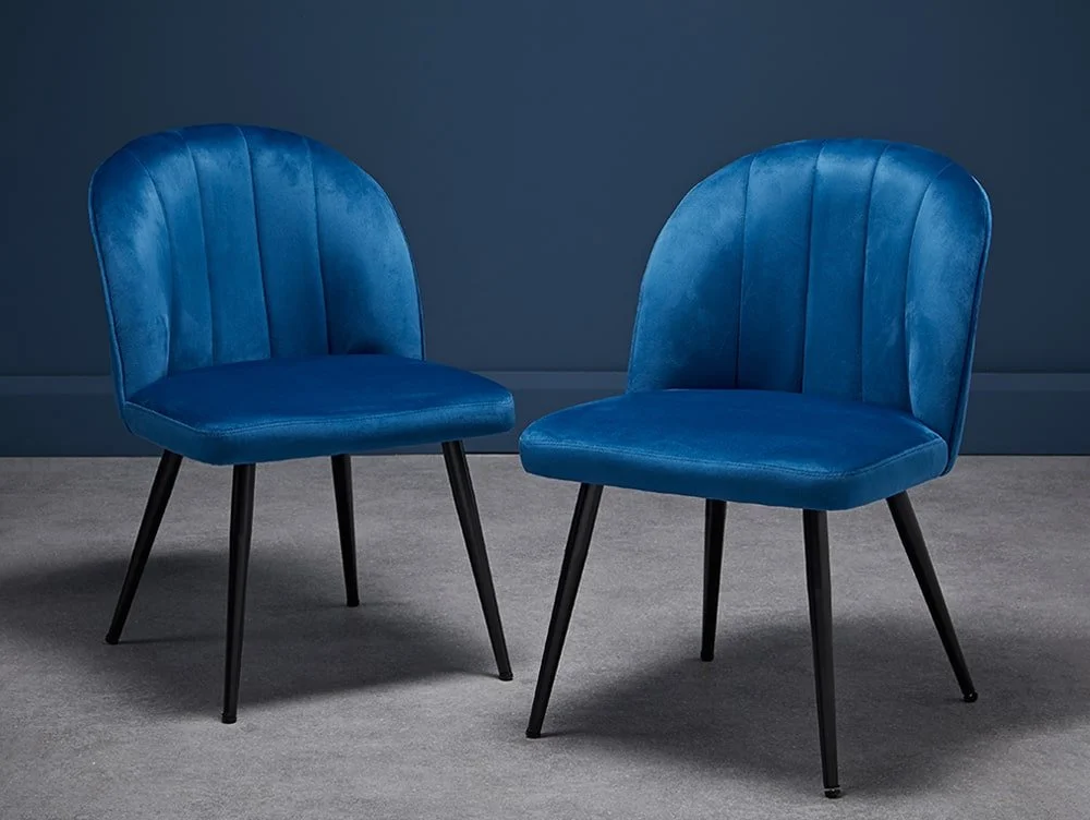 LPD LPD Orla Set of 2 Blue Velvet Dining Chairs