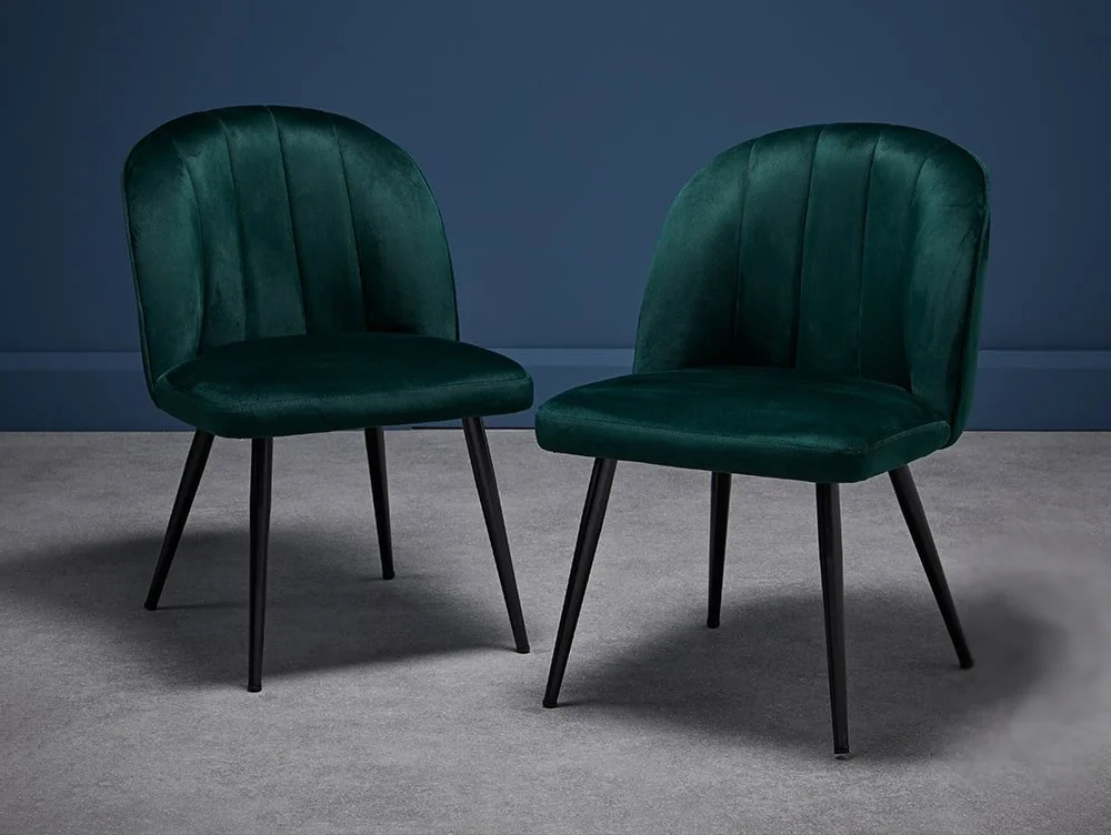 LPD LPD Orla Set of 2 Green Velvet Dining Chairs