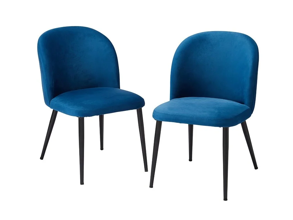 LPD LPD Zara Set of 2 Blue Velvet Dining Chairs