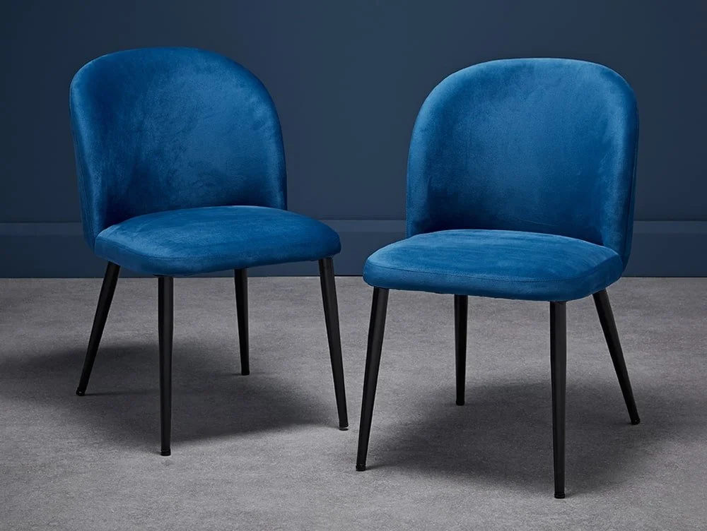 LPD LPD Zara Set of 2 Blue Velvet Dining Chairs