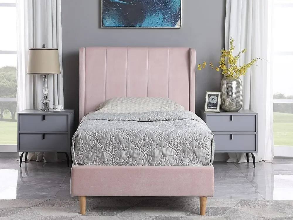 Seconique Clearance - Seconique Amelia 3ft Single Pink Fabric Bed Frame