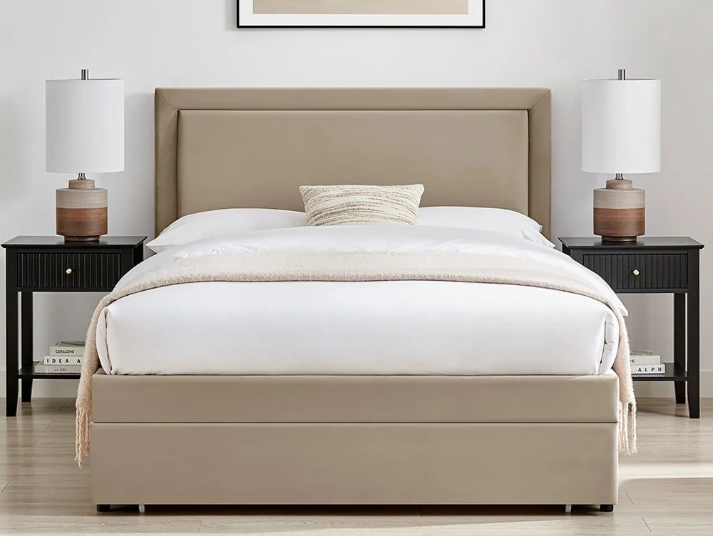 Limelight  Limelight Ursa 4ft6 Double Taupe Velvet 1 Drawer Bed Frame