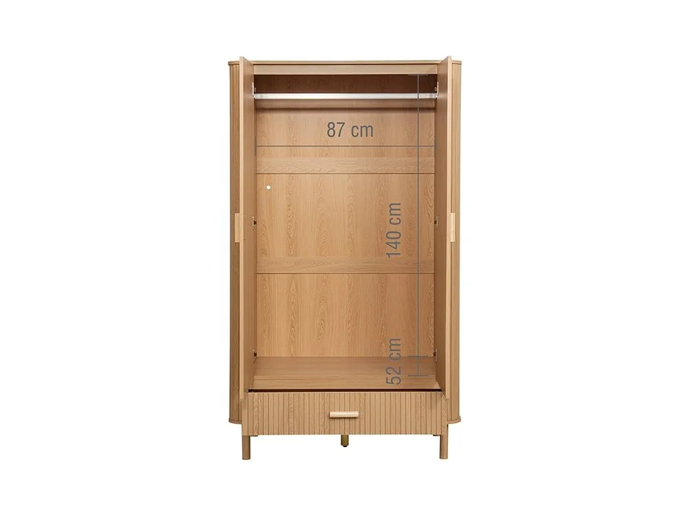 Birlea Furniture & Beds Birlea Axel Oak 2 Door 1 Drawer Wardrobe