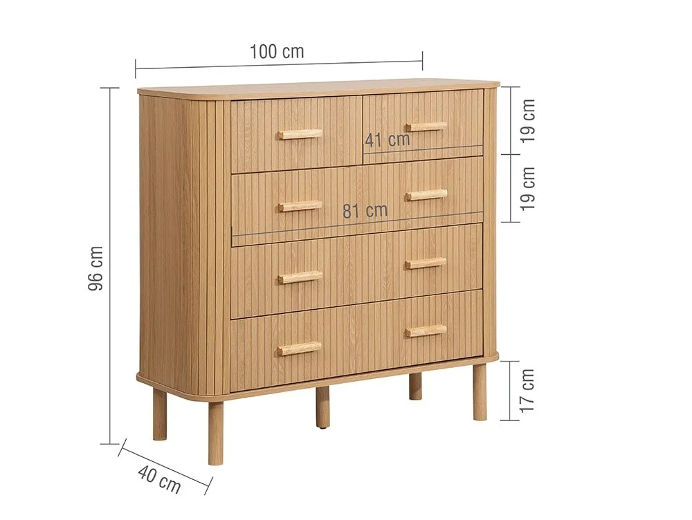 Birlea Furniture & Beds Birlea Axel Oak 3+2 Drawer Chest of Drawers