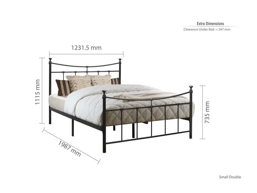 Birlea Furniture & Beds Clearance - Birlea Emily 4ft Small Double Black Metal Bed Frame