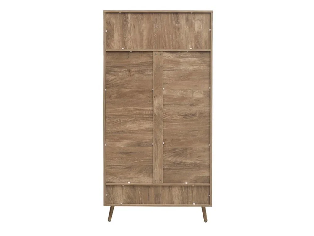 Birlea Furniture & Beds Birlea Noah Rattan and Oak 2 Door 1 Drawer Wardrobe