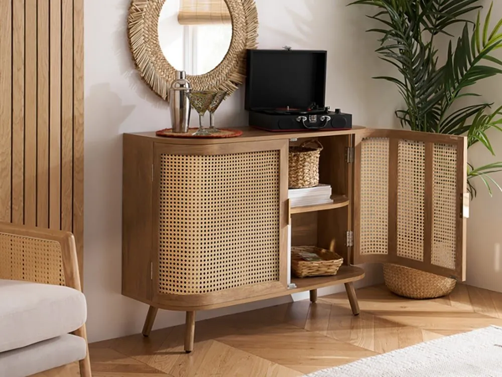 Birlea Furniture & Beds Birlea Noah Rattan and Oak 2 Door Sideboard