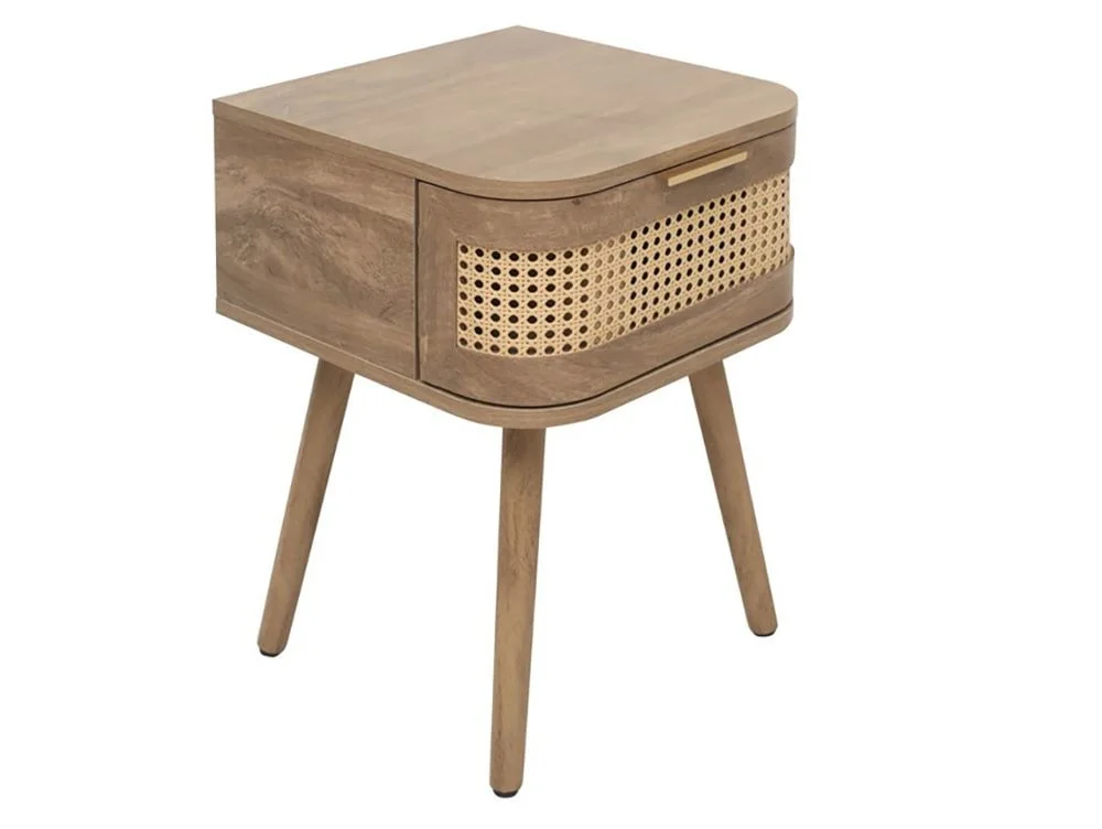 Birlea Furniture & Beds Birlea Noah Rattan and Oak 1 Drawer Bedside Table