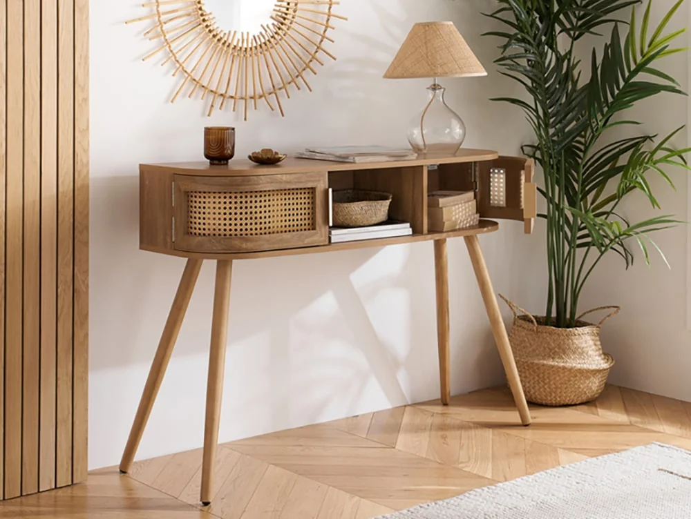 Birlea Furniture & Beds Birlea Noah Rattan and Oak 2 Door Console Table