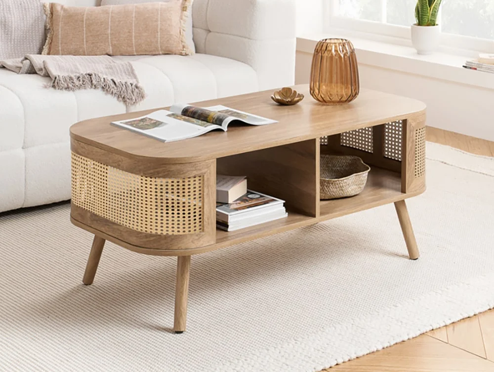 Birlea Furniture & Beds Birlea Noah Rattan and Oak Coffee Table