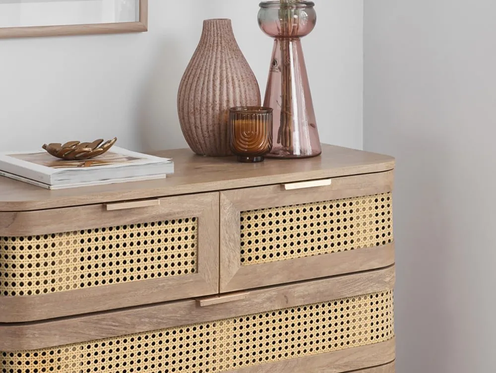 Birlea Furniture & Beds Birlea Noah Rattan and Oak 5 Drawer Chest of Drawers