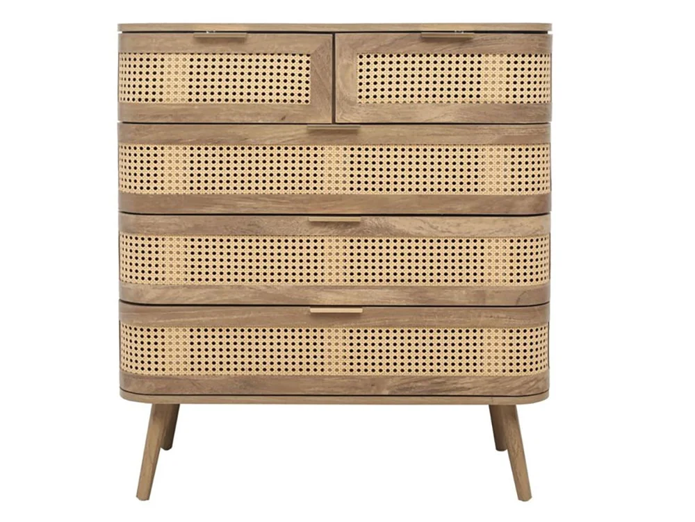 Birlea Furniture & Beds Birlea Noah Rattan and Oak 5 Drawer Chest of Drawers