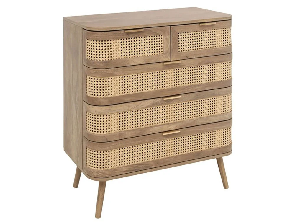 Birlea Furniture & Beds Birlea Noah Rattan and Oak 5 Drawer Chest of Drawers