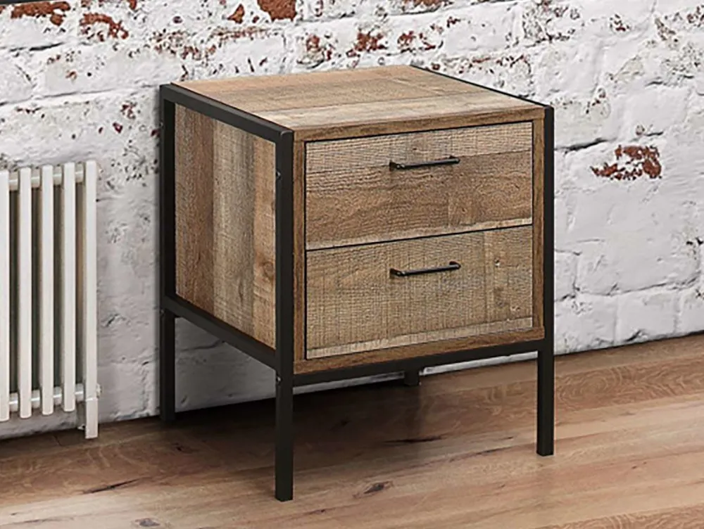 Birlea Furniture & Beds Birlea Urban Rustic 2 Drawer Small Bedside Table